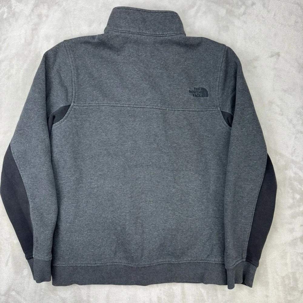 The North Face Men's Snap Fleece‎ Pullover Medium Gray Black Quarter Snap Jacket